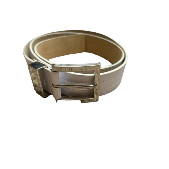 Ladies White Genuine Leather Belt with Silver Hardware Size XL - Picture 4 of 14